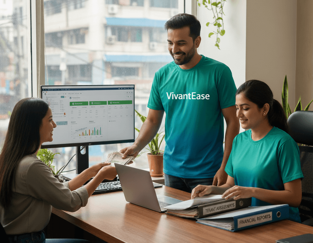 A well-maintained apartment building in India managed for an NRI client.