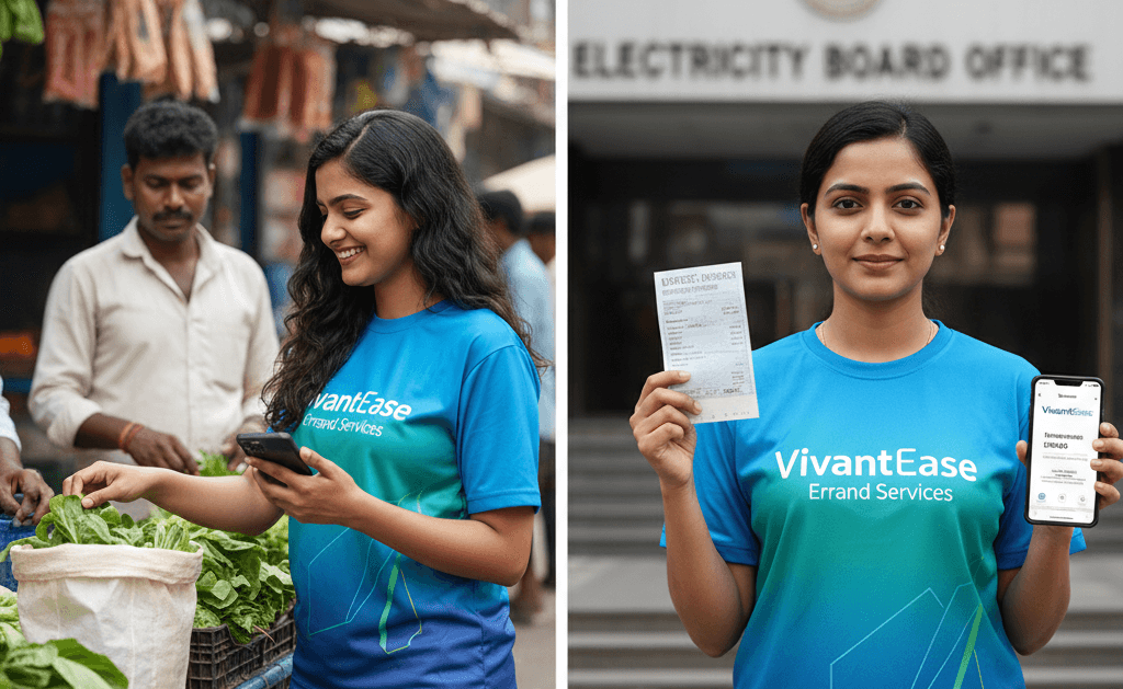 A person efficiently handling documents and errands in an office.